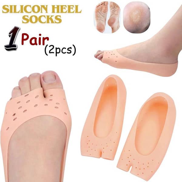 1 Pair Soft Silicone Moisturizing Gel Socks For Foot Care Protector Relieve Dry Cracked Peeling Heels Shoes Insole Pedicure Tool Gel Heel Protectors for Men & Women, Idea for Plantar Fasciitis, Heel Pain