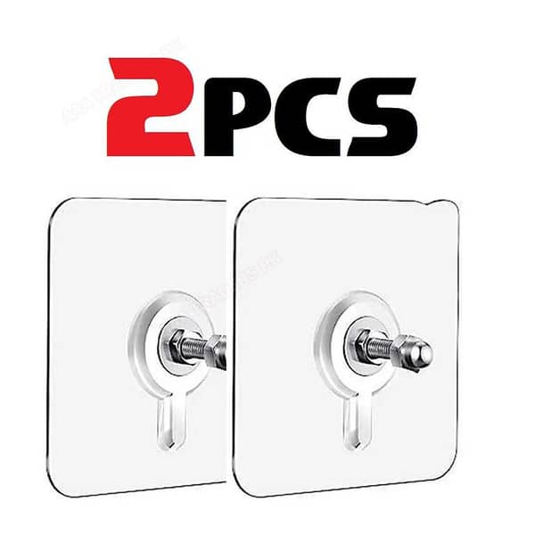 Strong Adhesive Wall Hooks – Transparent Seamless Waterproof Kitchen & Bathroom Screw Hooks, Heavy-Duty Sticky Hooks for Home Organization