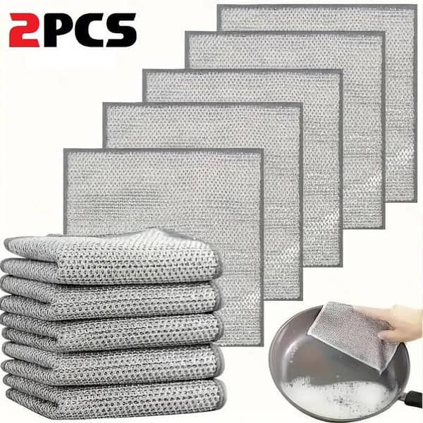 Kitchen Magic Dishwashing Towel – Metal Steel Wire Cleaning Rag, Heavy-Duty Scrubber for Tough Stains, Grease Removal, and Kitchen Cleaning
