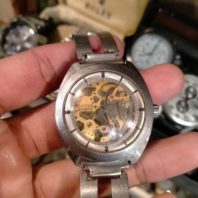 citizen automatic see through machine  rare watch