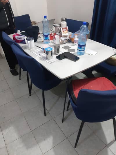 six chairs marble top table dining table