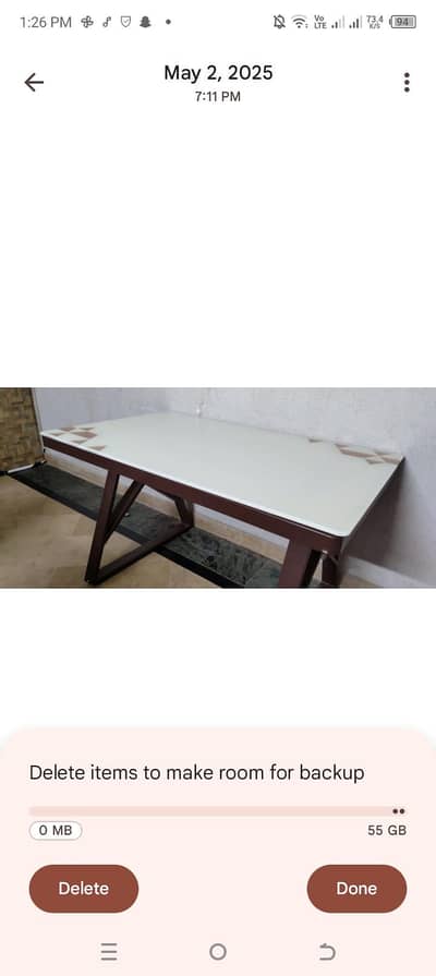 tempered glass metal  dining table of white colour condition 10/10