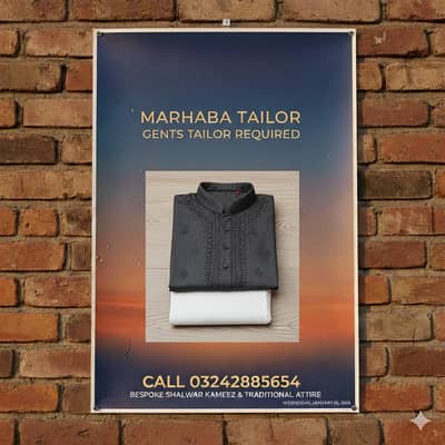 Gent,s Tailor required  03242885654