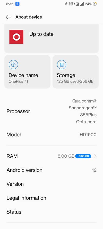 one plus 7t 8+3/256gb
