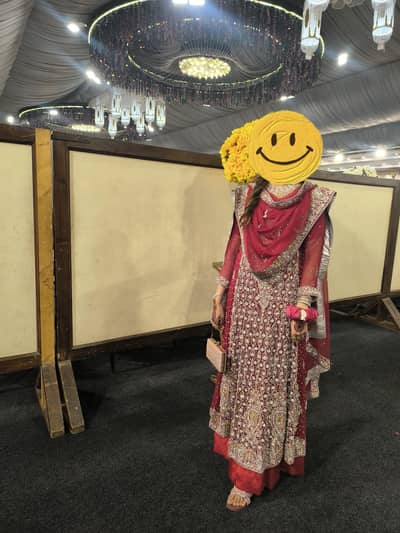 Bridal Maxi with full silver golden Kundan dabki work