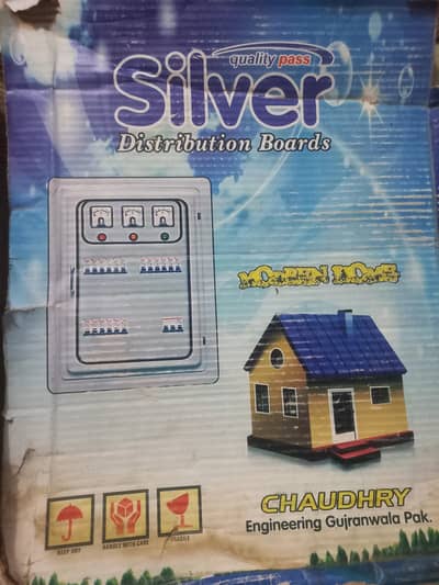 Silver Electrical Distribution Board with MCB Slots.
