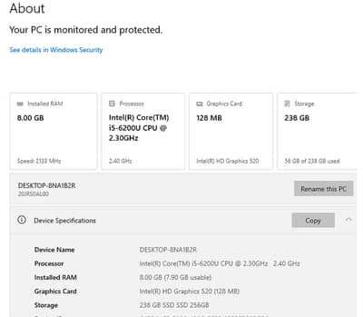 Lenovo ThinkPad 8 gb 256gb ssd, i5 6th gen