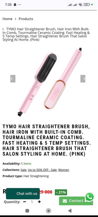 TYMO Hair Straightener Brush