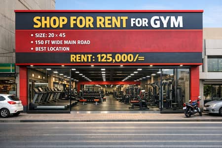 A prime commercial shop available for rent, perfect for a Gym / Fitness Center.