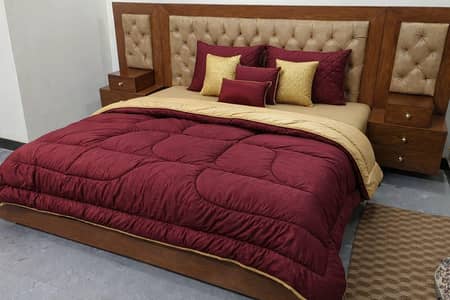 Solid Wooden King Sized Bed Set (Bed+Side Tables+Dressing Table)