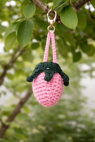 Cute handmade crochet Strawberry Keychain