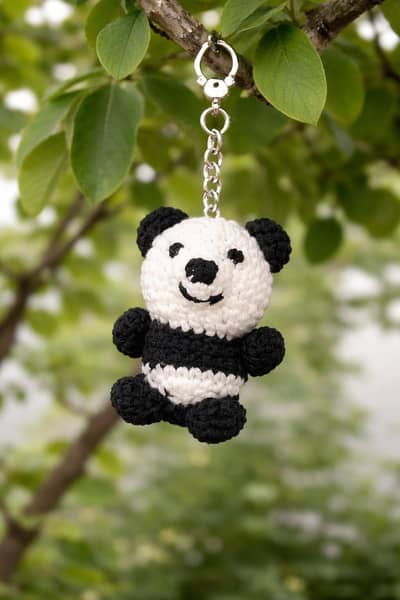handmade crochet Cute panda keychain