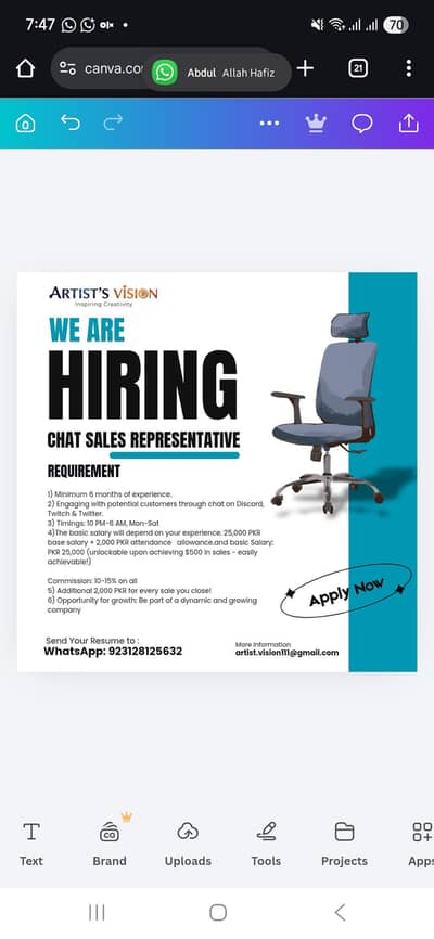 CHAT SALES REPRESENTATIVE JOB ( discord, Twitter, Instagram)