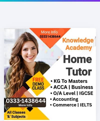 Home Tutor, Online Tutor,O level,A level,IGCSE,Bio,Math,KG,Eng,Account