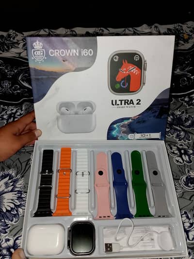 Contact for discount*New ultra 2 smart watch  box pack with ear buds 2