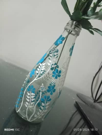 Wall Hanging, painting, glass bottles painting,