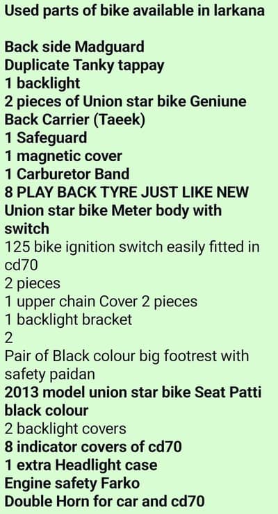 read Description for bike parts