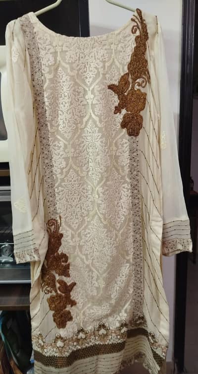 Pure Chiffon 3 Pcs Stitched Bareeze Suit for SALE!