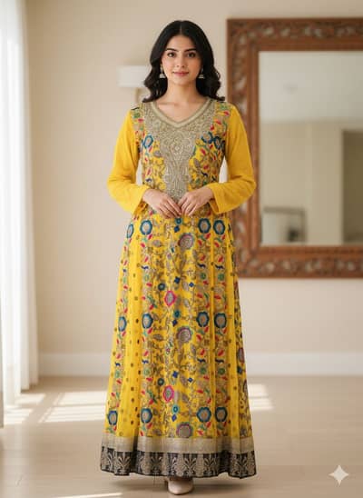 Heavy Embroidered 3-Piece Formal Dress – Elegant & Graceful