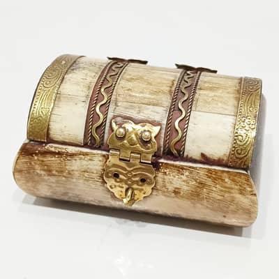 1960s Pair of Camel Bone Jewellery Boxes with Velevet Interiors