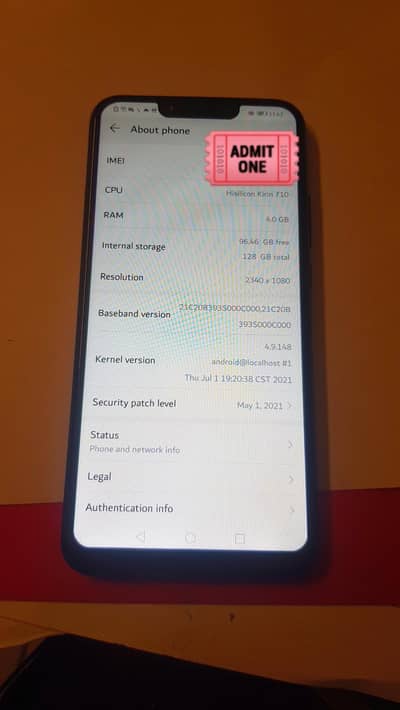 Nova 3i Orignal PTA approved Mobile 4/128