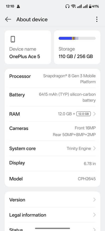 one plus ace 5  12/256