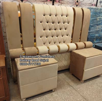 Double Bed For sale in Gujrat/King size double bed with 2 side tables