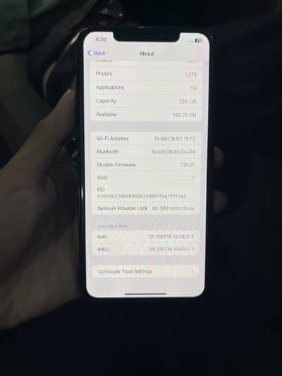 iphone XsMax Non PTA Factory Unlock 256GB 83 Battery health