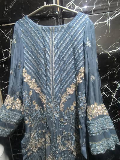 blue and gold chiffon 3 piece Large size rtw