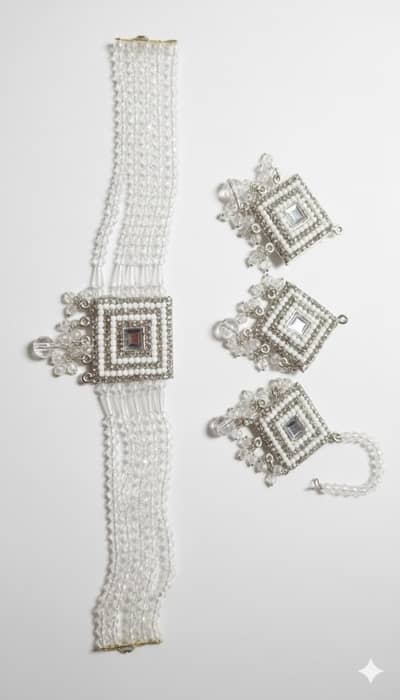  Crystal Beads Square Design Jewellery Set 