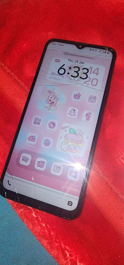 vivo y18 mobile brown color 6+6 128gb with box