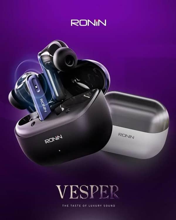 Ronin Vesper R-7075 High-Quality Wireless Earbuds with Built-in Mic and Charging Case