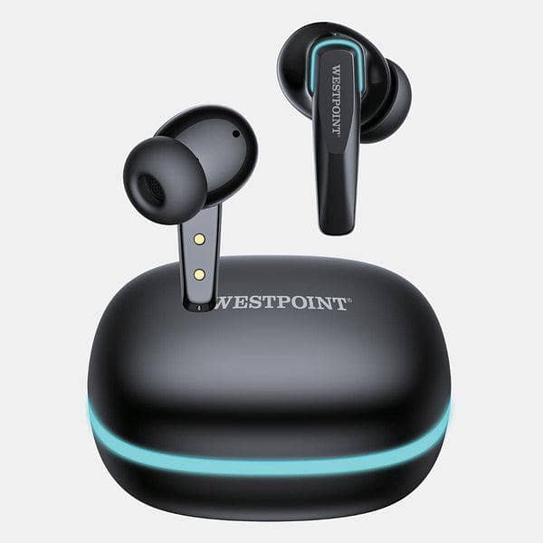 1 Year Official Warranty  Westpoint WP-115 Airpods Stereo Earbuds Earphone Quad Mic ENC earbuds Low Latency Gaming Mode airpods  IPX4 Water Resistant earphone