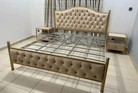 iron bed double king size/single bed/steel bed double/03244737250