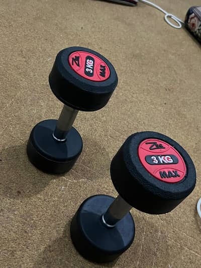 New 3kg Rubber Dumbbells | Strong Grip | Premium Quality