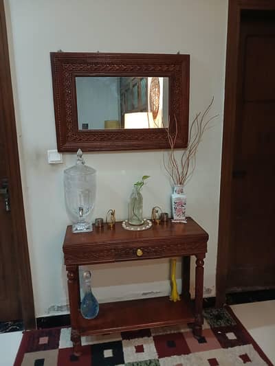 wooden console and table