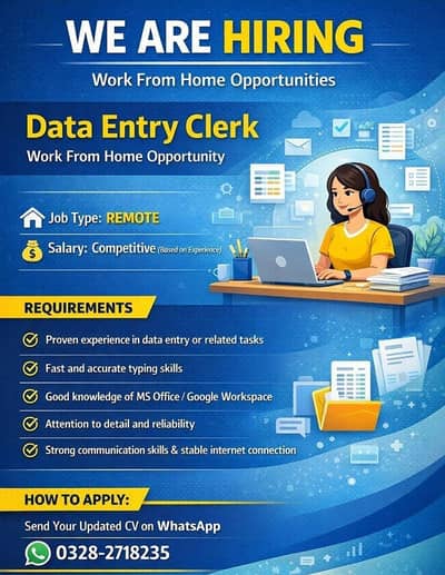 Data Entry Clerk Job || Remote Job || Urgent Hiring || Job
