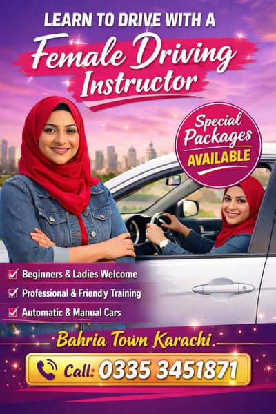 female driving instructor