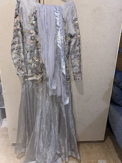 fancy dress wedding wear maxi silver