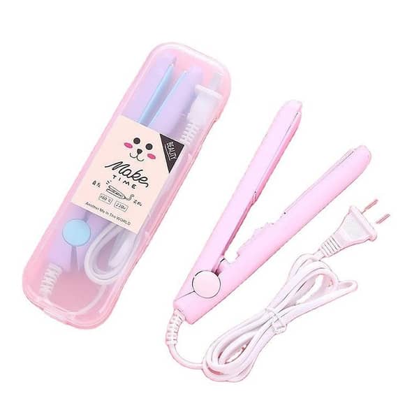 Mini 2-in-1 Ceramic Hair Straightener and Curler – Portable 110-240V Travel Flat Iron