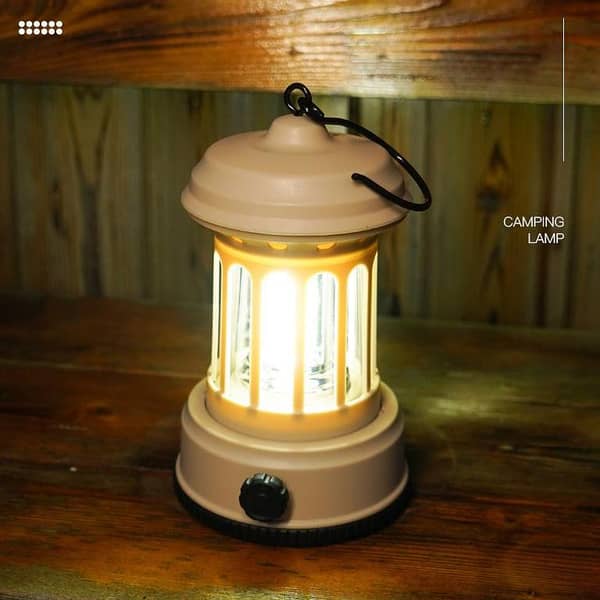 Portable Outdoor Camping Lantern Solar & USB Rechargeable LED Retro Emergency Tent Light with 3 Modes