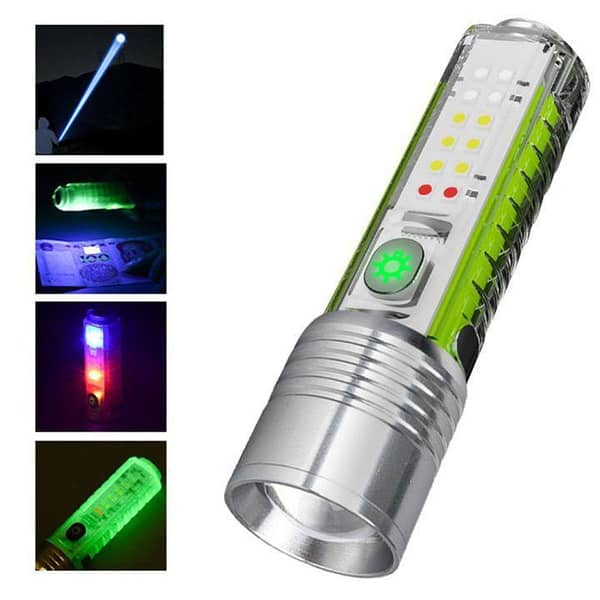 Multi-Function Rechargeable LED Flashlight with Transparent Body and Type-C Charging