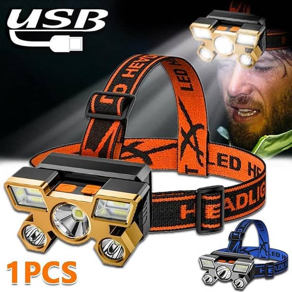 5 in 1 LED Rechargeable Headlamp with 5 LEDs – Super Bright Headlight