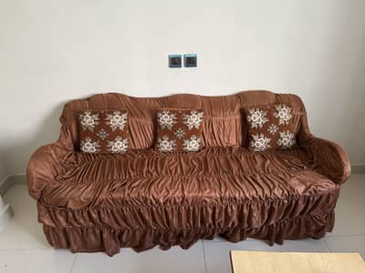 5 seater sofa set with cushions + 3 seater stylish metal frame sofa