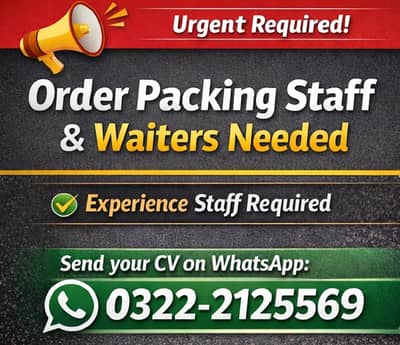 Experience staff Required for Packing and food serving!