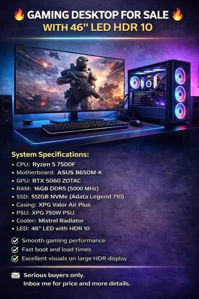 Gaming Desktop with 46" LED for Sale