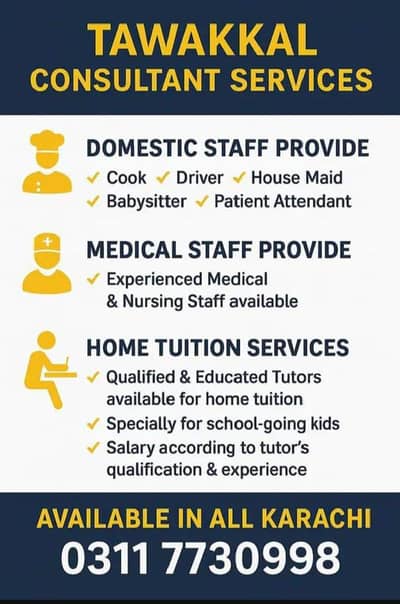 Provide House maids, Babysitter, Attendant, Cook, Drivers, helpers. . .