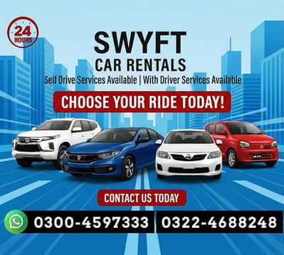 Self Rent A Car, Civic, Corolla, Wagon R, City Daily, Weekly & Monthly