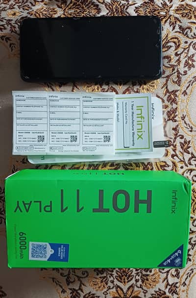 Infinix hot 11 play With box and Back Cover 6 Gb RAM 64 Gb ROM