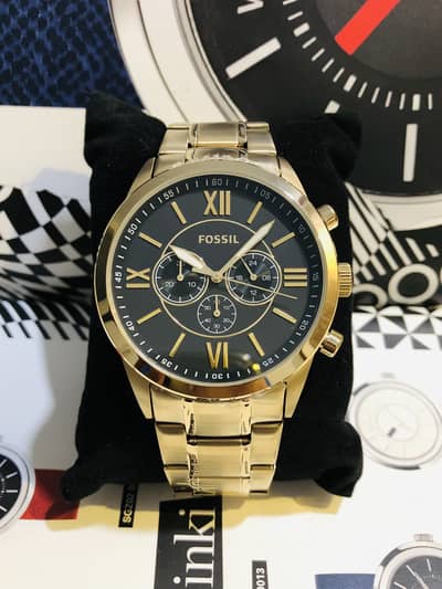 FOSSIL-GOLD TONE-ORIGINAL NEW WATCH-SEIKO CITIZEN CASIO ARMANI OMAX